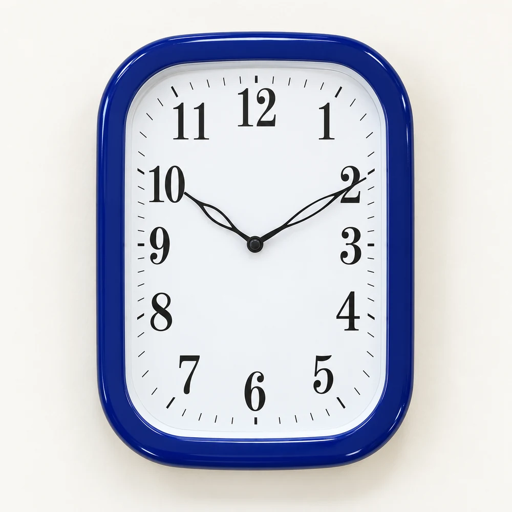 Navy Blue Rectangular Wall Clock